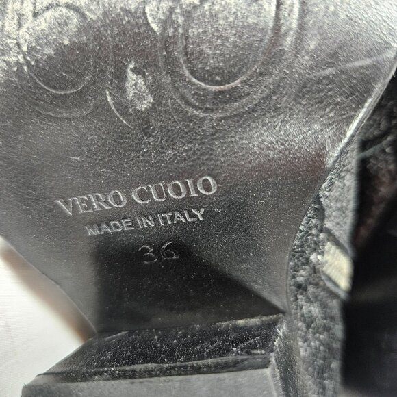 Free People Vero Cuoio Metallic Black Brayden Ankle Boots Silver Toe Sz 36 or 6 - Picture 8 of 10